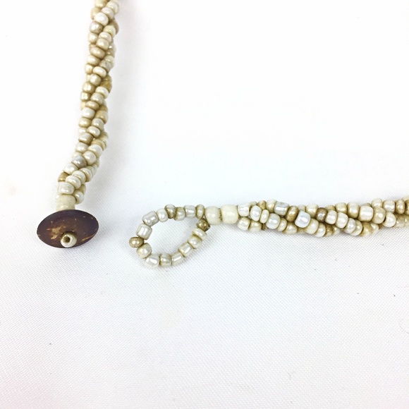 Braided Multi-Strand Seed Bead and Abalone Shell Pendant Necklace - Picture 8 of 8